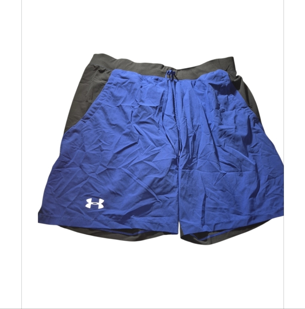 Under Armour Blue Athletic Shorts with Black Inner Liner Fitted Shorts